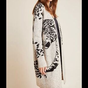 Anthropologie Moth Leopard-Print Open Cardigan Sweater